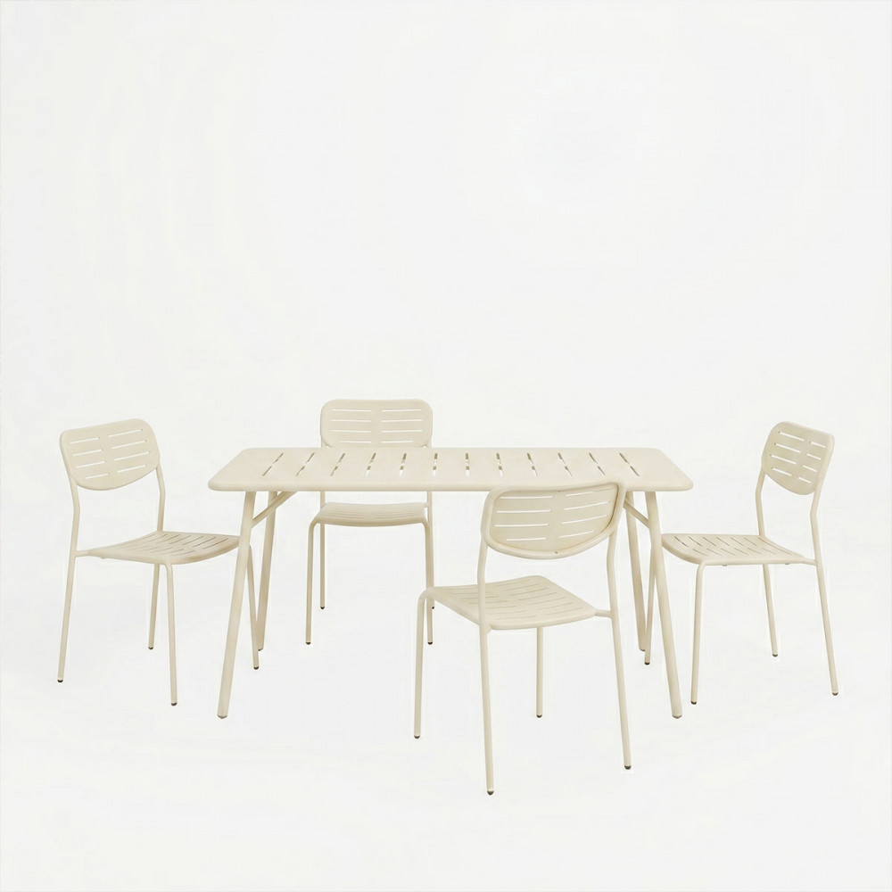 Moraja Deraby Ι pakoworld set of 5 pieces cream metal 140x80x72cm