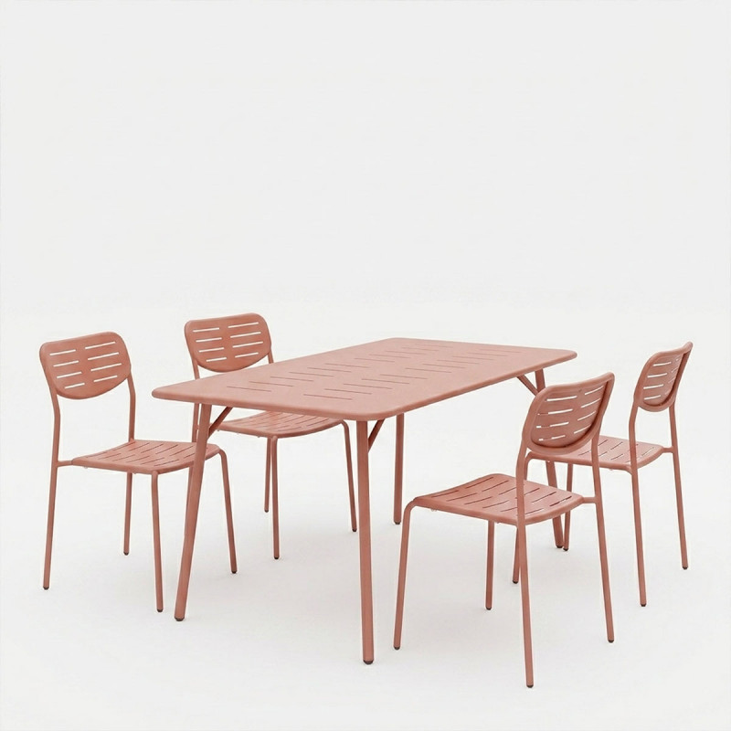 Moraja Deraby Ι pakoworld set of 5 pieces terracotta metal 140x80x72cm