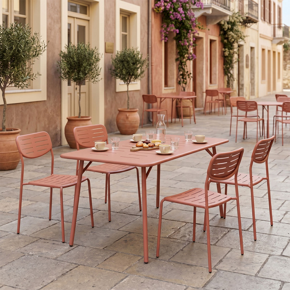 Moraja Deraby Ι pakoworld set of 5 pieces terracotta metal 140x80x72cm