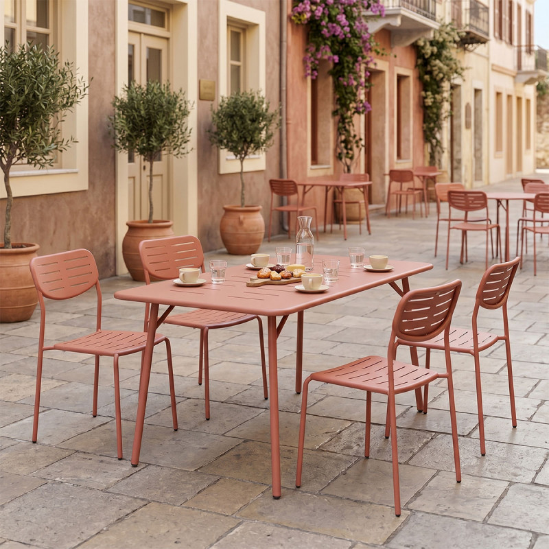 Moraja Deraby Ι pakoworld set of 5 pieces terracotta metal 140x80x72cm