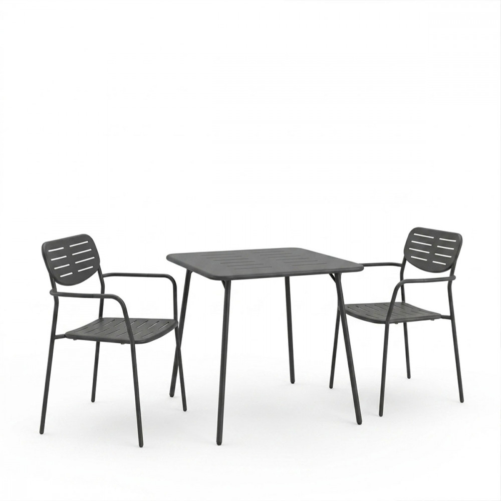 Τραπεζαρία Moraja Deraby pakoworld σετ 3τεμ μαύρο μέταλλο 70x70x73εκ