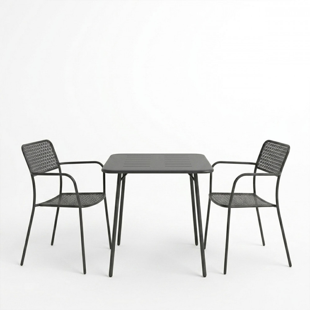 Τραπεζαρία Moraja Federal pakoworld σετ 3τεμ μαύρο μέταλλο 70x70x73εκ