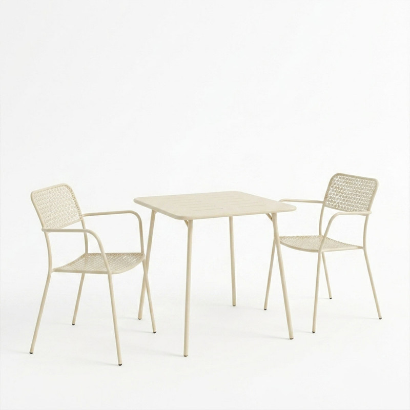 Τραπεζαρία Moraja Federal pakoworld σετ 3τεμ κρεμ μέταλλο 70x70x73εκ