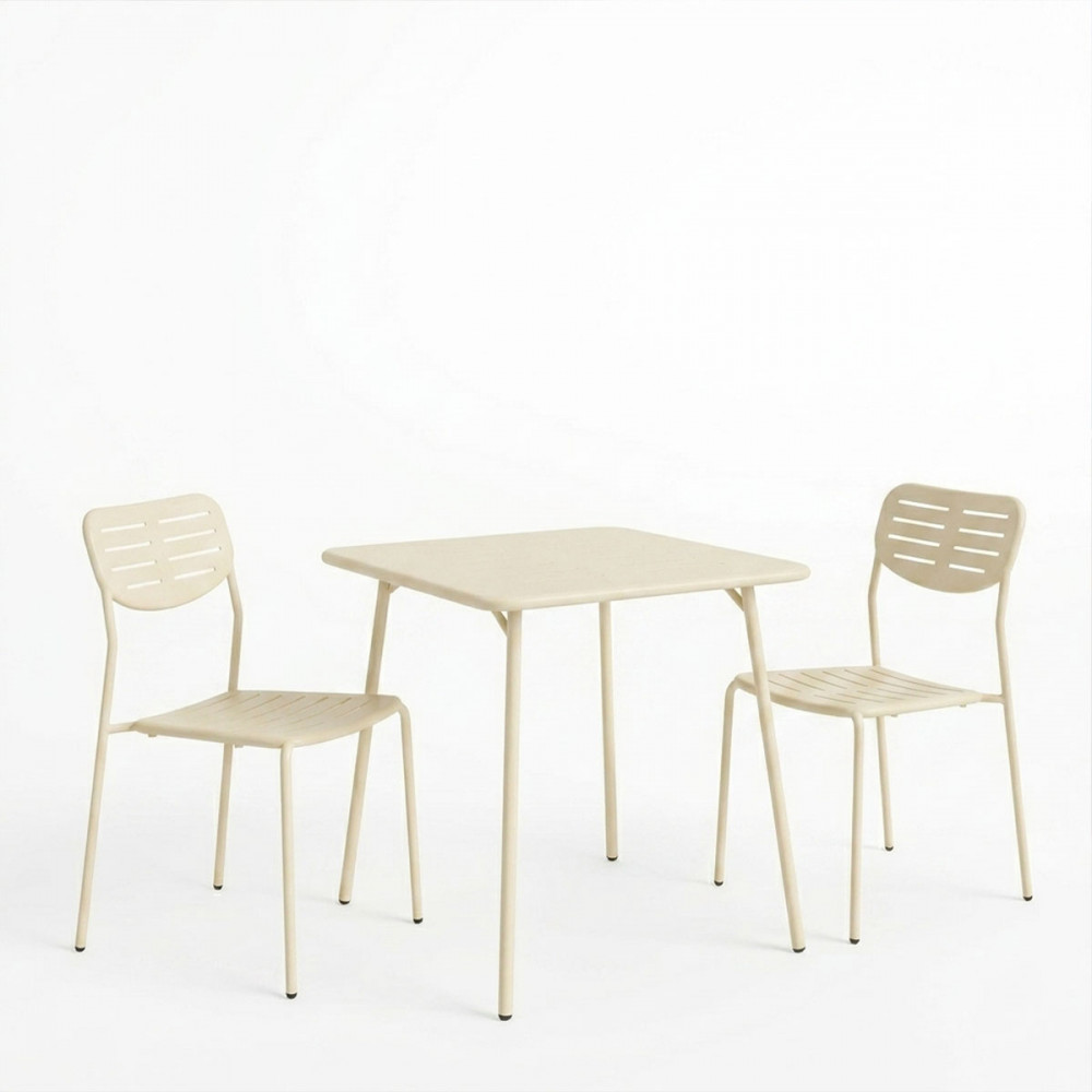 Τραπεζαρία Moraja Deraby I pakoworld σετ 3τεμ κρεμ μέταλλο 70x70x73εκ