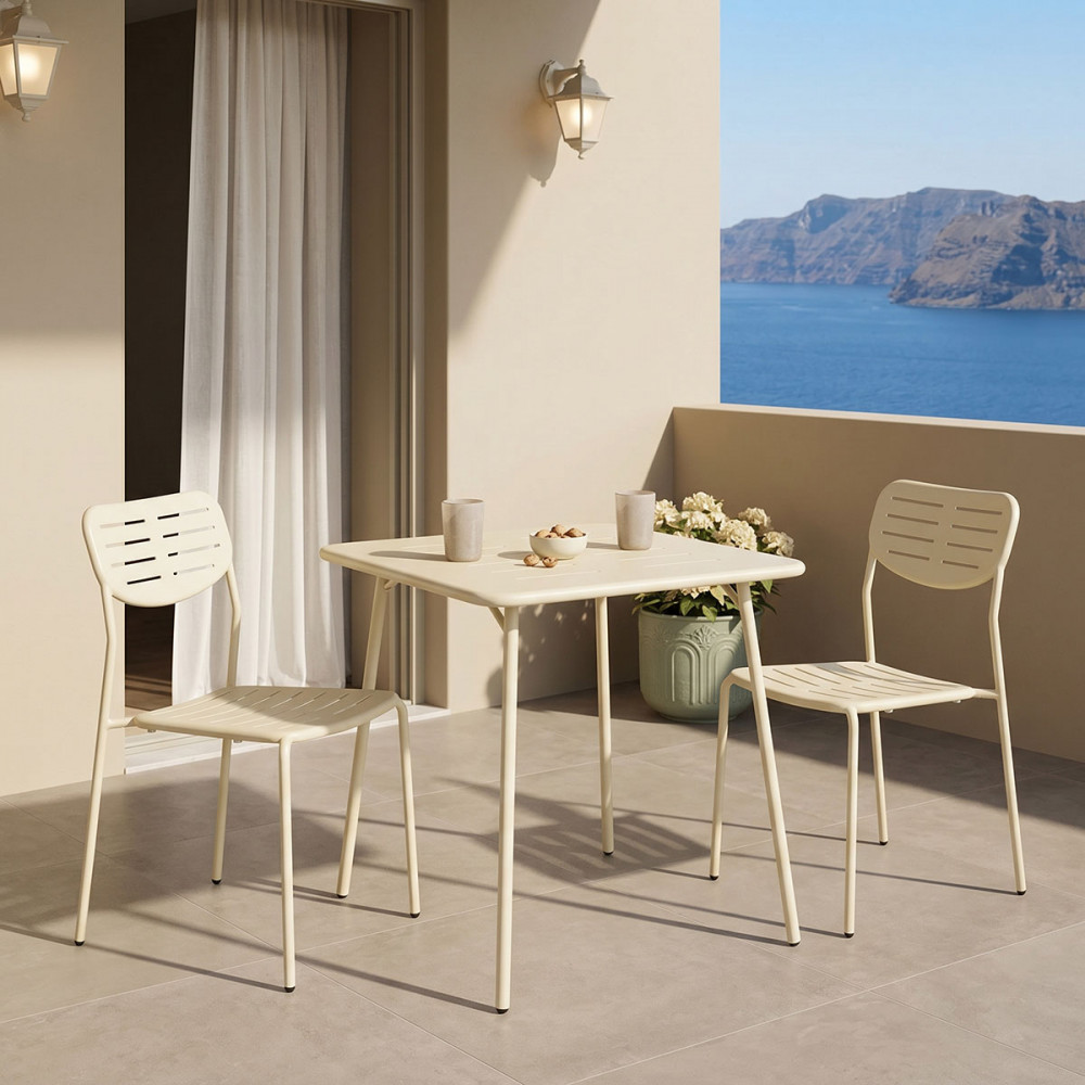 Τραπεζαρία Moraja Deraby I pakoworld σετ 3τεμ κρεμ μέταλλο 70x70x73εκ