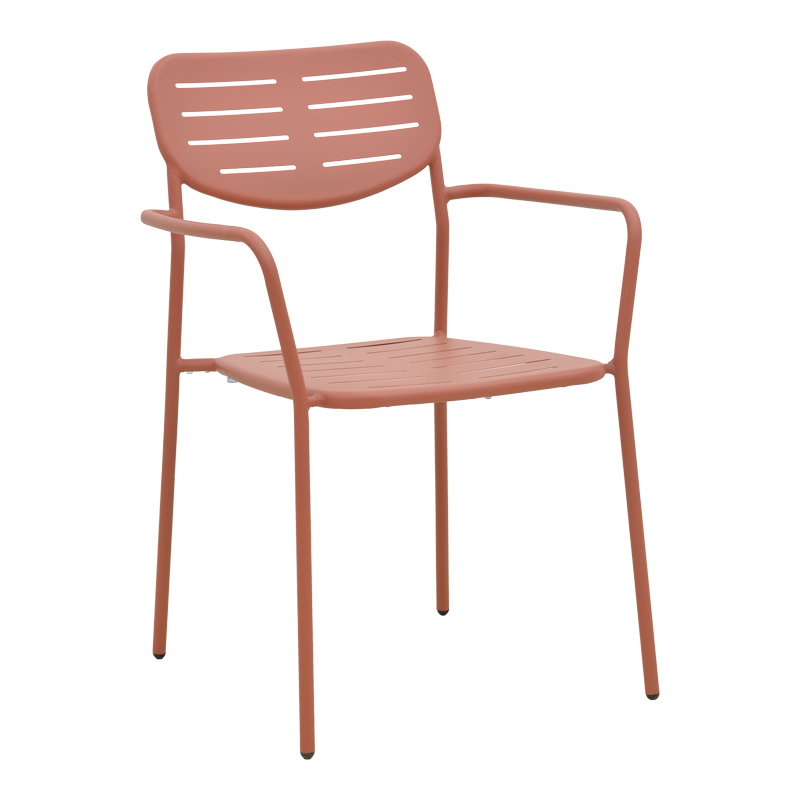 Τραπεζαρία Moraja Deraby pakoworld σετ 3τεμ terracotta μέταλλο 70x70x73εκ