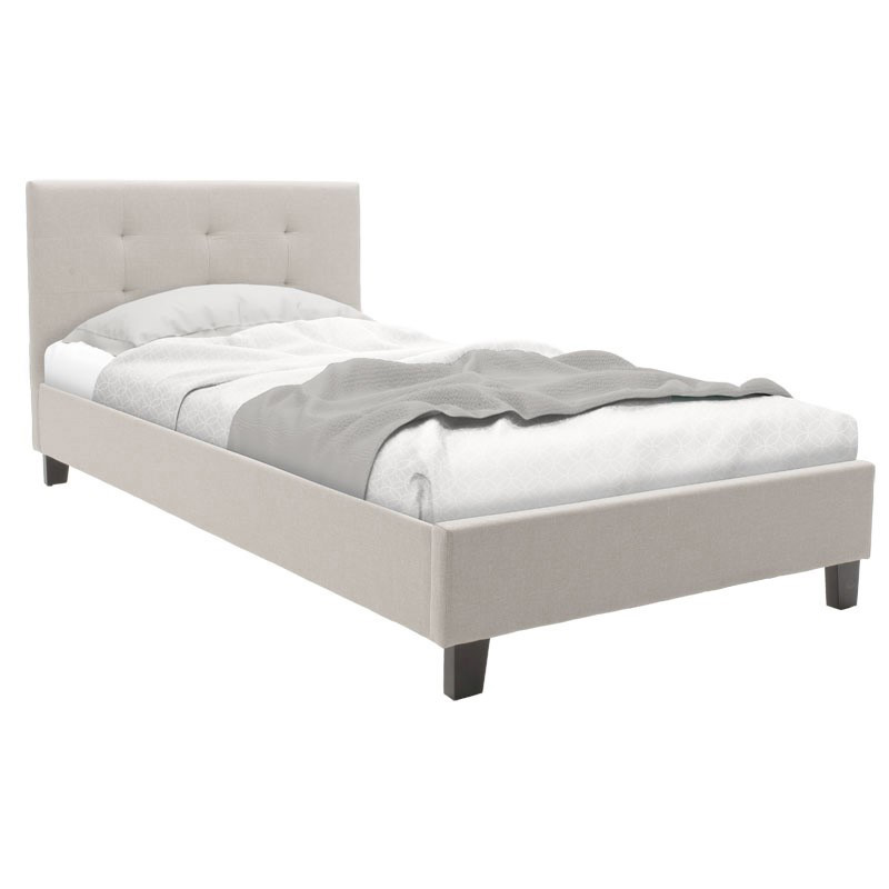 Κρεβάτι με στρώμα Mago-Nemesis pakoworld ύφασμα εκρού 100x200εκ