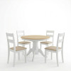 Τραπεζαρία Dallan Lars pakoworld 5τεμ λευκό rubberwood Φ100(+38)x100x75εκ