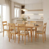 Τραπεζαρία Dallan Country pakoworld 7τεμ σε φυσική απόχρωση rubberwood 120-150x80x74εκ