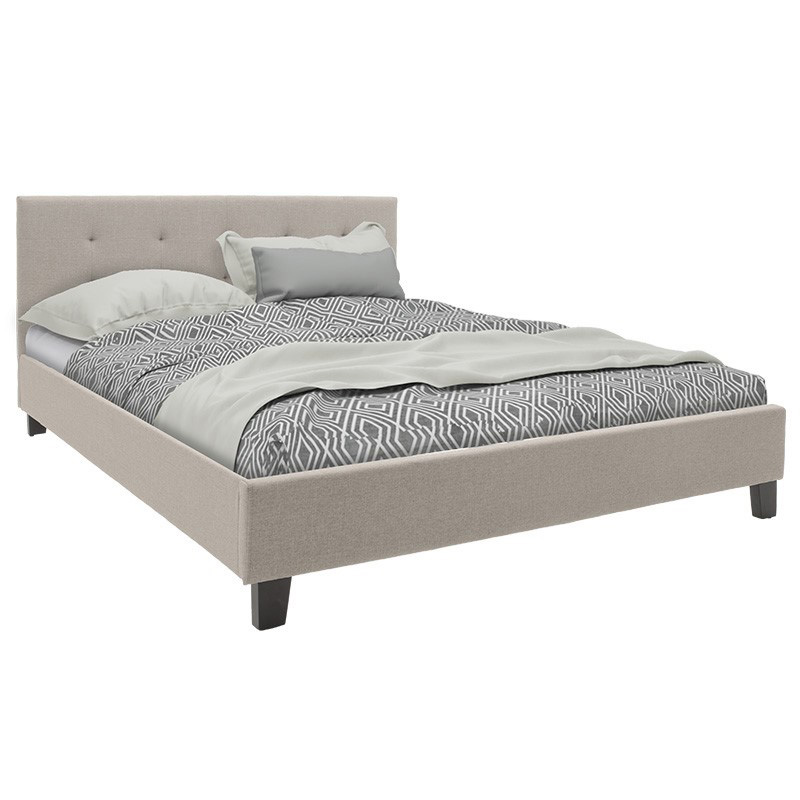 Bed with mattress Mago-Utopia pakoworld ecru fabric 150x200cm
