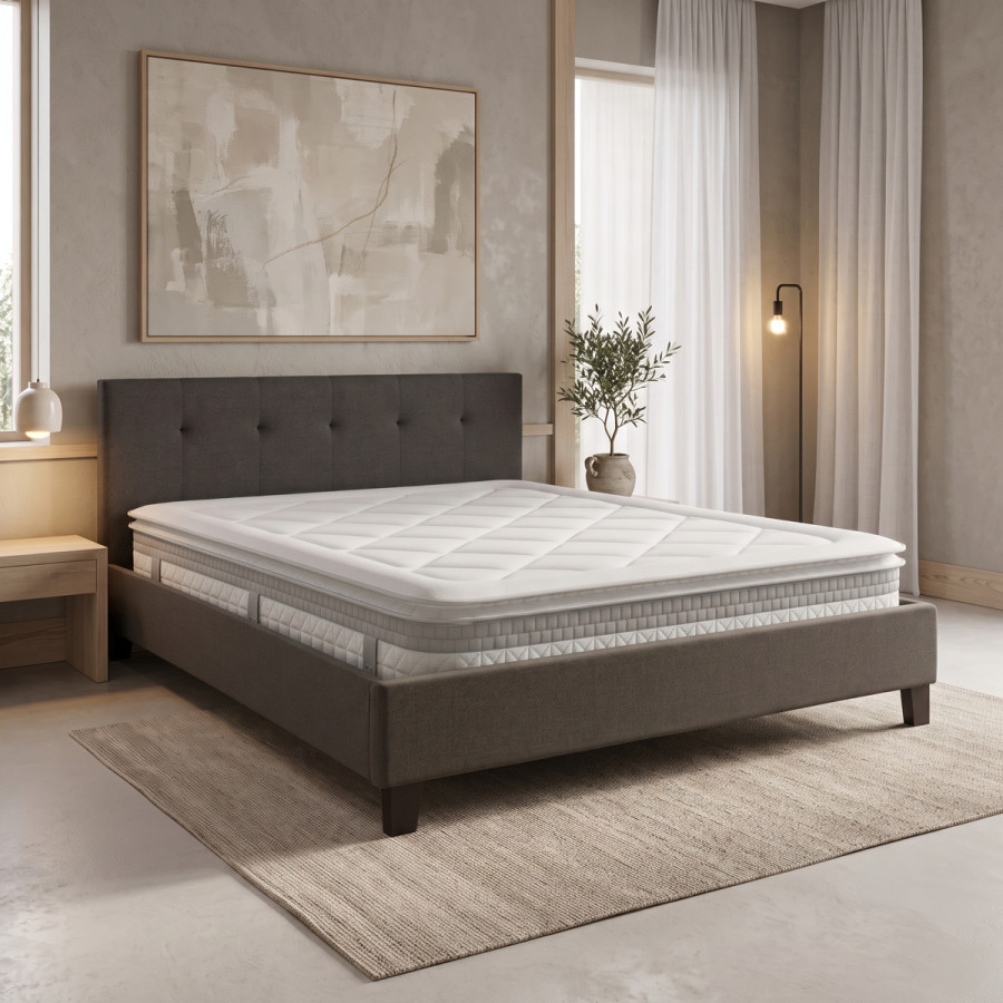 Bed with mattress Mago-Utopia pakoworld anthracite fabric 150x200cm