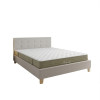 Κρεβάτι με στρώμα Mago-Nemesis pakoworld ύφασμα εκρού - ξύλινο πόδι σε φυσική απόχρωση 160x200εκ