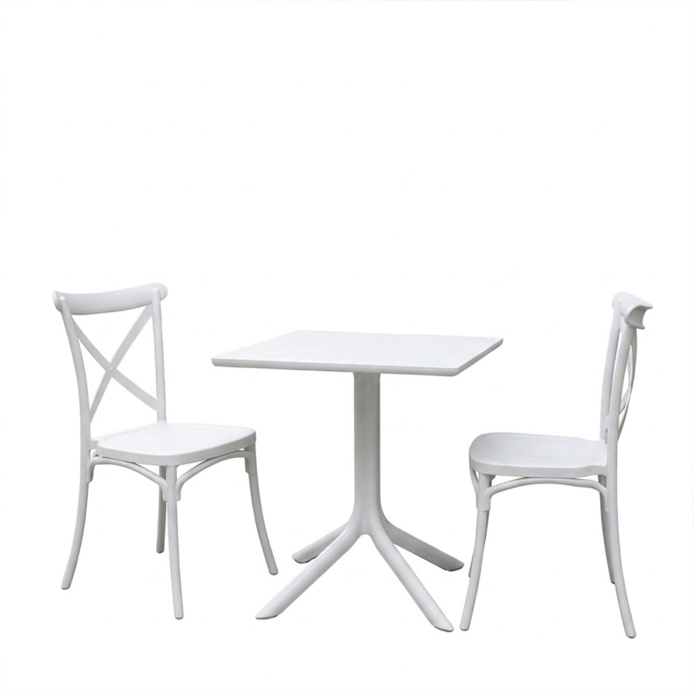 Τραπεζαρία Groovy Crossie pakoworld σετ 3τεμ λευκό PP 60x60x76εκ