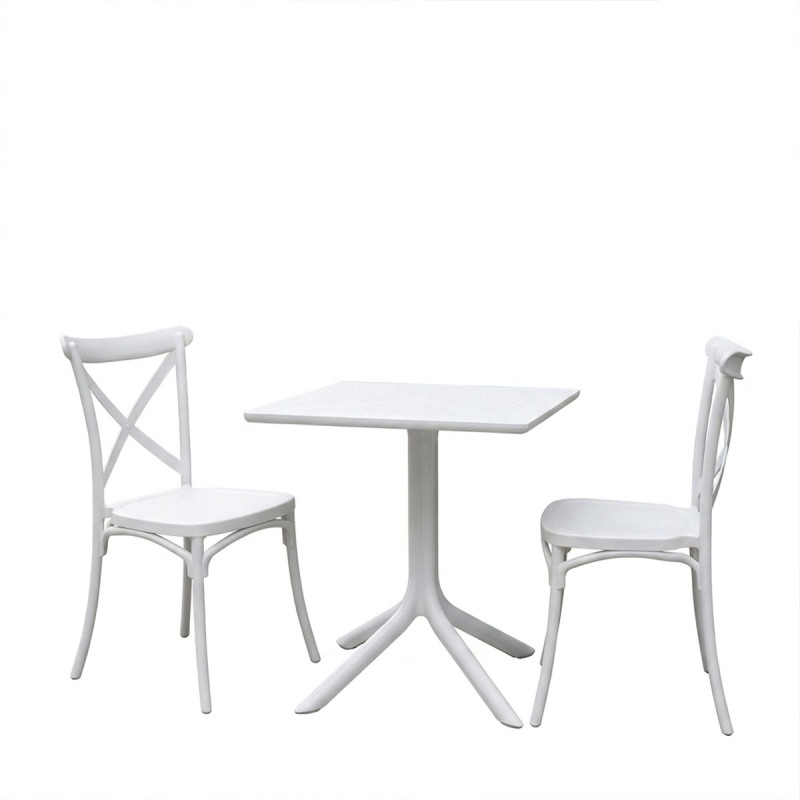Τραπεζαρία Groovy Crossie pakoworld σετ 3τεμ λευκό PP 60x60x76εκ