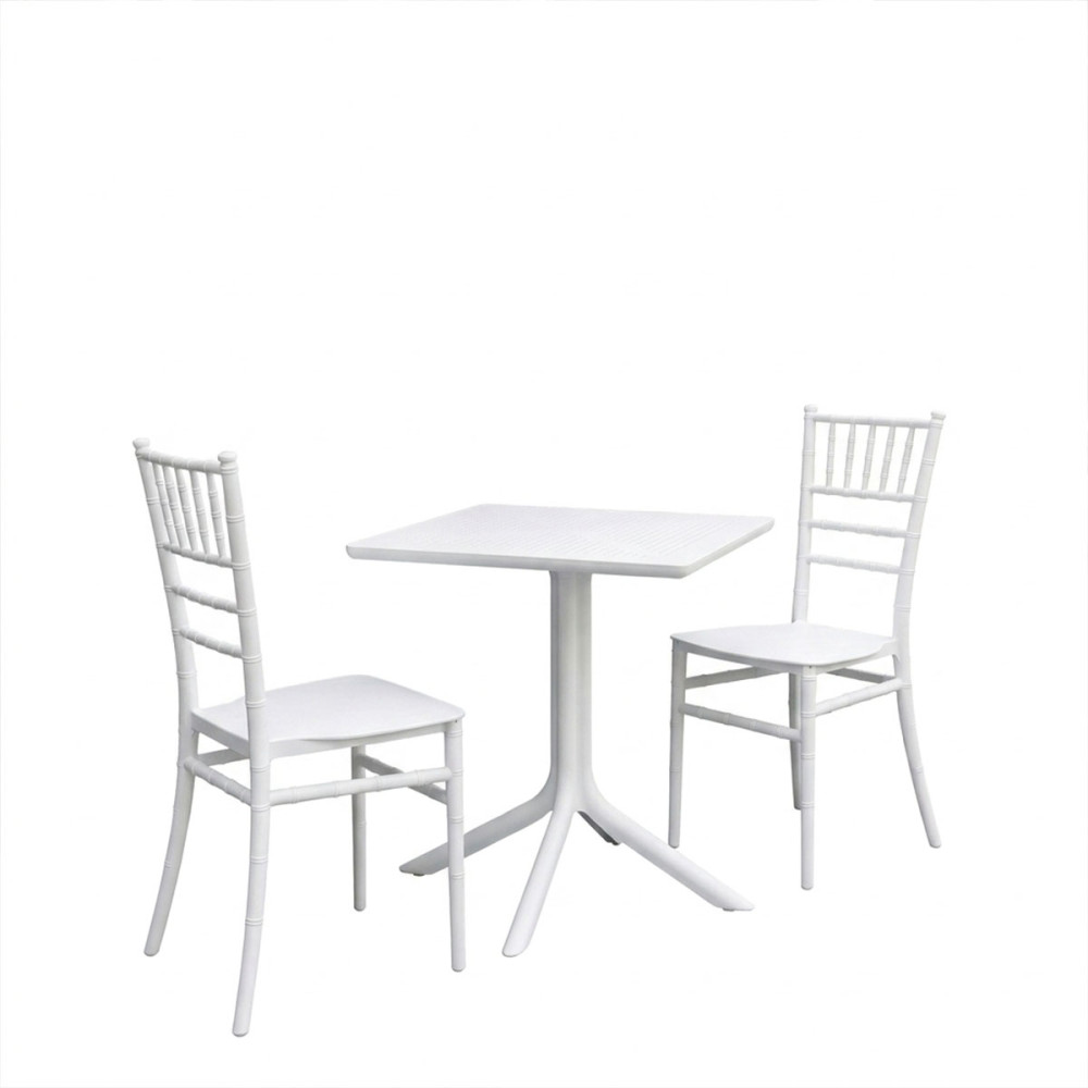 Τραπεζαρία Groovy Tifany I pakoworld σετ 3τεμ λευκό PP 60x60x76εκ