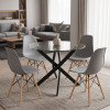 Dining room with Julita chairs grey and Antoro table glass with black metal Φ80x75cm set 5pcs