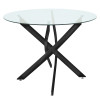 Dining room with Julita chairs grey and Antoro table glass with black metal Φ80x75cm set 5pcs