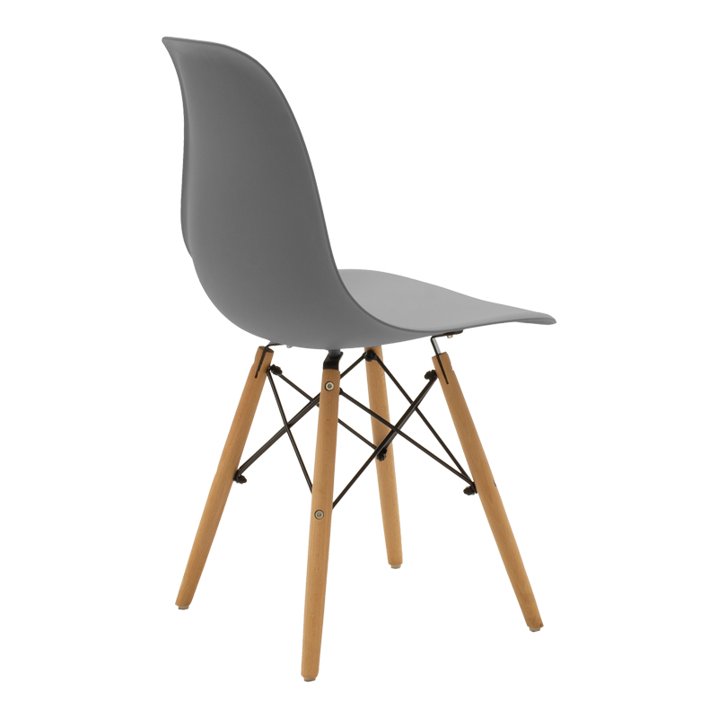 Dining room with Julita chairs grey and Antoro table glass with black metal Φ80x75cm set 5pcs