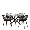 Dining room with Ezra Armchairs black and Antoro table glass with black metal Φ80x75cm Set 5pcs
