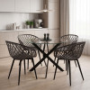 Dining room with Ezra Armchairs anthracite and Antoro table glass with black metal Φ80x75cm Set 5pcs