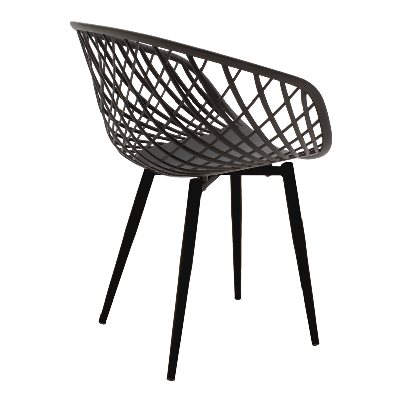 Dining room with Ezra Armchairs anthracite and Antoro table glass with black metal Φ80x75cm Set 5pcs