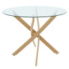 Julita dining set with grey Chairs and Antoro glass table with metal frame in natural finish Ø80x75cm 5-piece Set