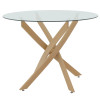Ezra dining set with white Armchairs and Antoro glass table with metal frame in natural finish Ø80x75cm 5-piece Set