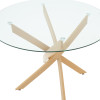 Ezra dining set with white Armchairs and Antoro glass table with metal frame in natural finish Ø80x75cm 5-piece Set