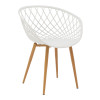 Ezra dining set with white Armchairs and Antoro glass table with metal frame in natural finish Ø80x75cm 5-piece Set