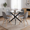 Dining Set with Julita Chairs grey and Antoro Table glass with black metal Φ100x75cm Set 5pcs