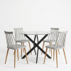 Dining Set with Aurora grey Chairs and Antoro Table glass with black metal Φ100x75cm Set 5pcs