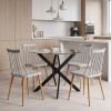 Dining Set with Aurora grey Chairs and Antoro Table glass with black metal Φ100x75cm Set 5pcs