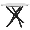Dining Set with Ezra black Armchairs and Antoro Table glass with black metal Φ100x75cm Set 5pcs