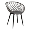 Dining Set with Ezra anthracite Armchairs and Antoro Table glass with black metal Φ100x75cm Set 5pcs