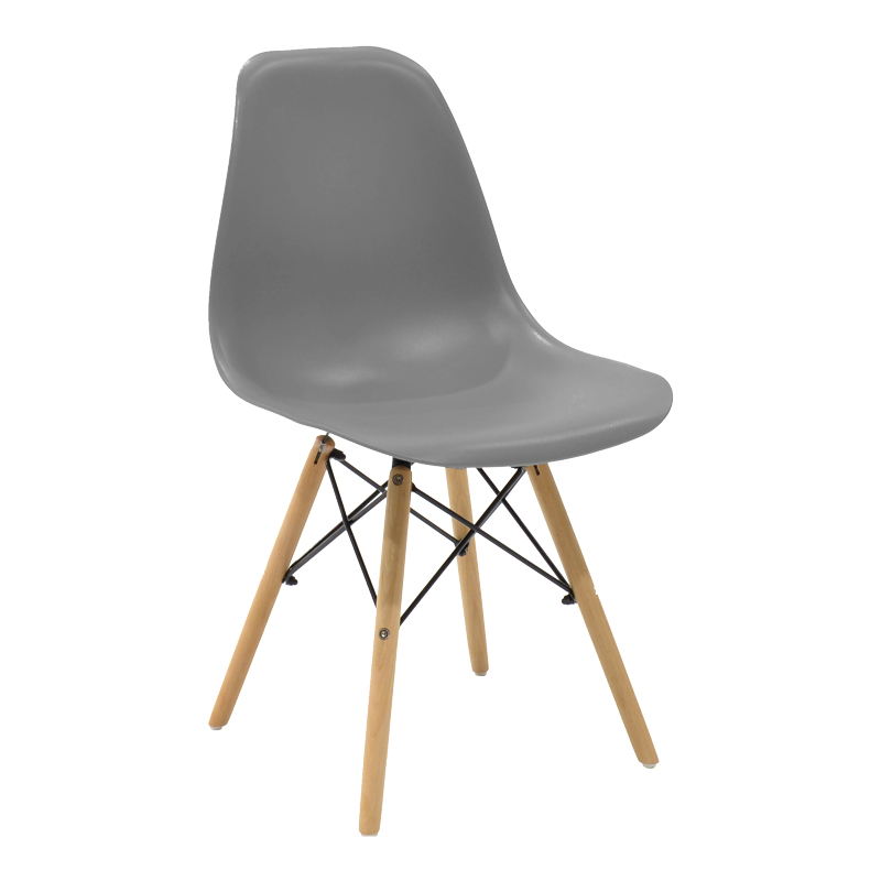 Dining Set with Julita grey Chairs and Antoro Table glass with metal in natural finish Φ100x75cm Set 5pcs