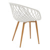 Dining Set with Ezra white Armchairs and Antoro Table glass with metal in natural finish Φ100x75cm Set 5pcs