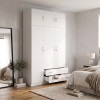 Three door wardrobe with overhead storage Alvia pakoworld white 150x51x240cm