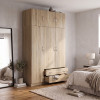 Three door wardrobe with overhead storage Alvia pakoworld sonoma 150x51x240cm