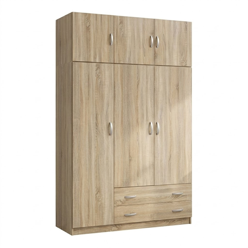 Three door wardrobe with overhead storage Alvia pakoworld sonoma 150x51x240cm
