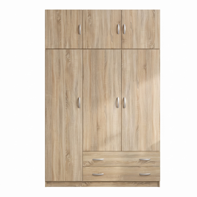 Three door wardrobe with overhead storage Alvia pakoworld sonoma 150x51x240cm