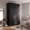 Three door wardrobe with overhead storage Alvia pakoworld wenge 150x51x240cm
