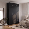 Three door wardrobe with overhead storage Alvia pakoworld wenge 150x51x240cm