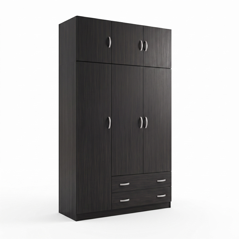 Three door wardrobe with overhead storage Alvia pakoworld wenge 150x51x240cm