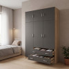 Three door wardrobe with overhead storage Alvia pakoworld sonoma with anthracite 150x51x240cm