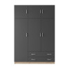 Three door wardrobe with overhead storage Alvia pakoworld sonoma with anthracite 150x51x240cm