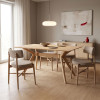 Τραπεζαρία με Καρέκλες Raudi μπεζ και Τραπέζι Raffles rubberwood σε φυσική απόχρωση 150x90x76εκ Σετ 5τεμ