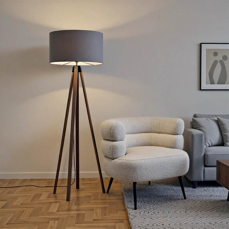 Floor lamp PWL-1059 pakoworld Ε27 walnut-grey D38x140cm