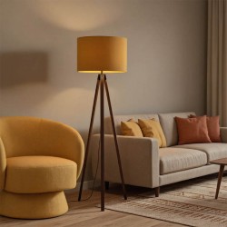 Floor lamp PWL-1059 pakoworld Ε27 walnut-yellowD38x140cm