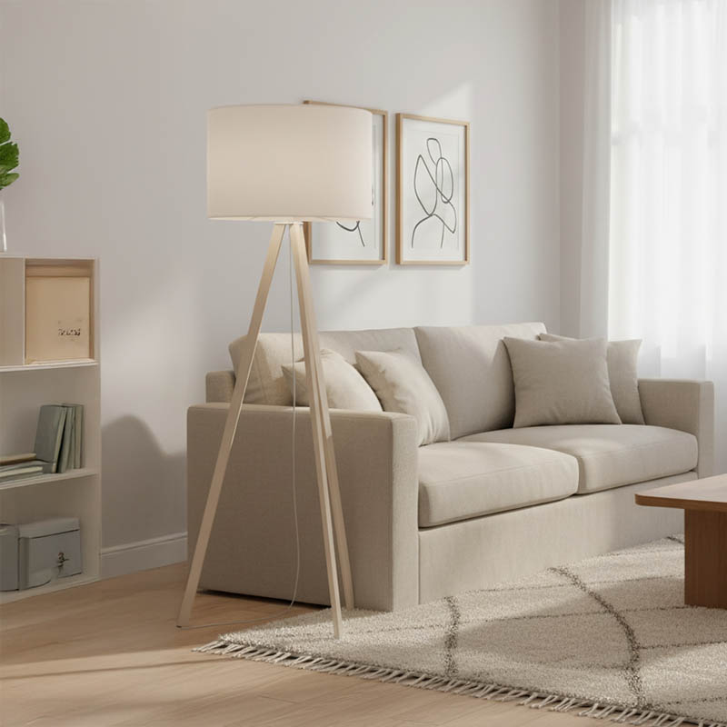 Floor lamp PWL-1060 pakoworld Ε27 natural-cream D38x140cm