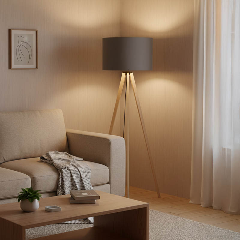Floor lamp PWL-1060 pakoworld Ε27 natural-grey D38x140cm